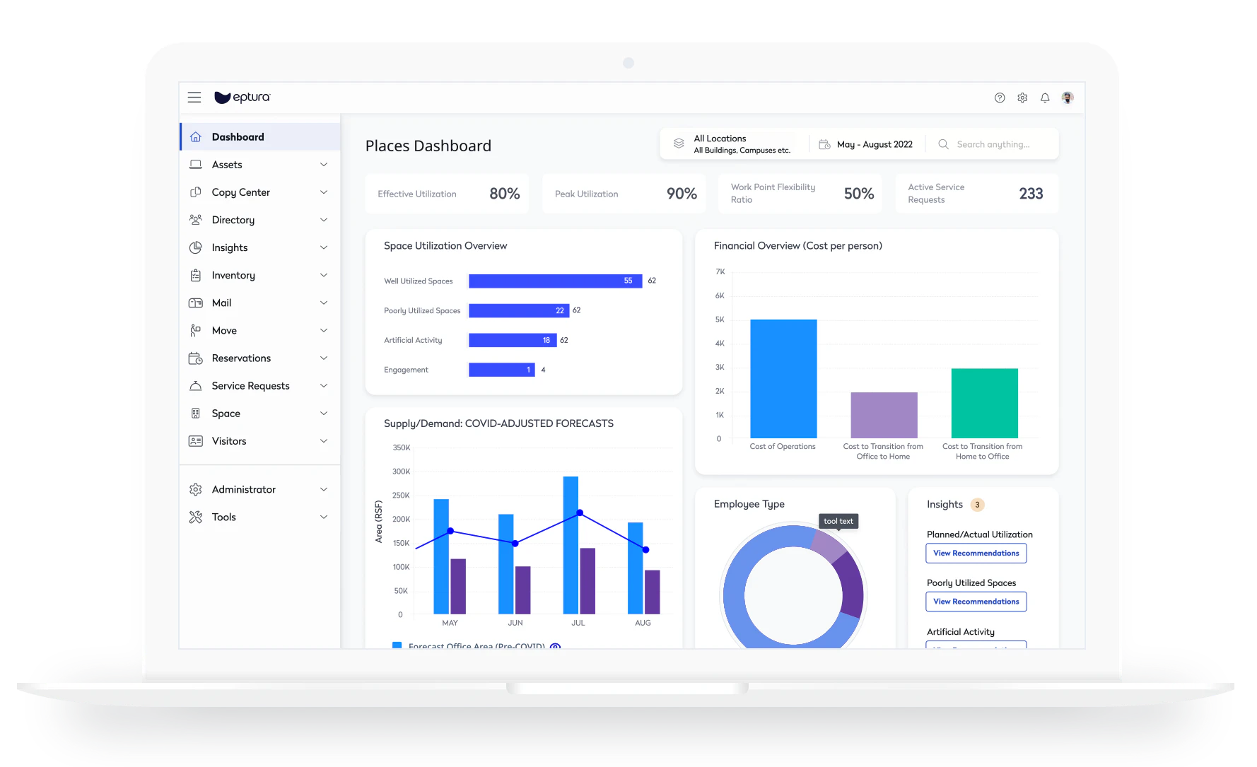 screenshot of Eptura Workplace